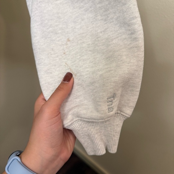Aritzia Tna Cozy Fleece Boyfriend Boxy Zip up Hoodie Heather Cloud White size XS - Picture 10 of 11